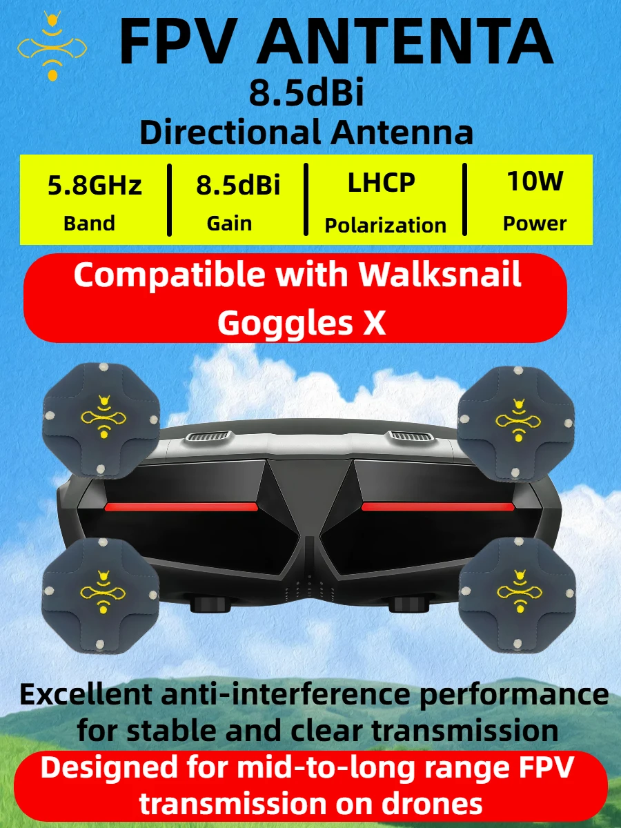 8.5dBi High Gain LHCP 5.8GHz D - Drone Racing Goggles ulasan dan harga