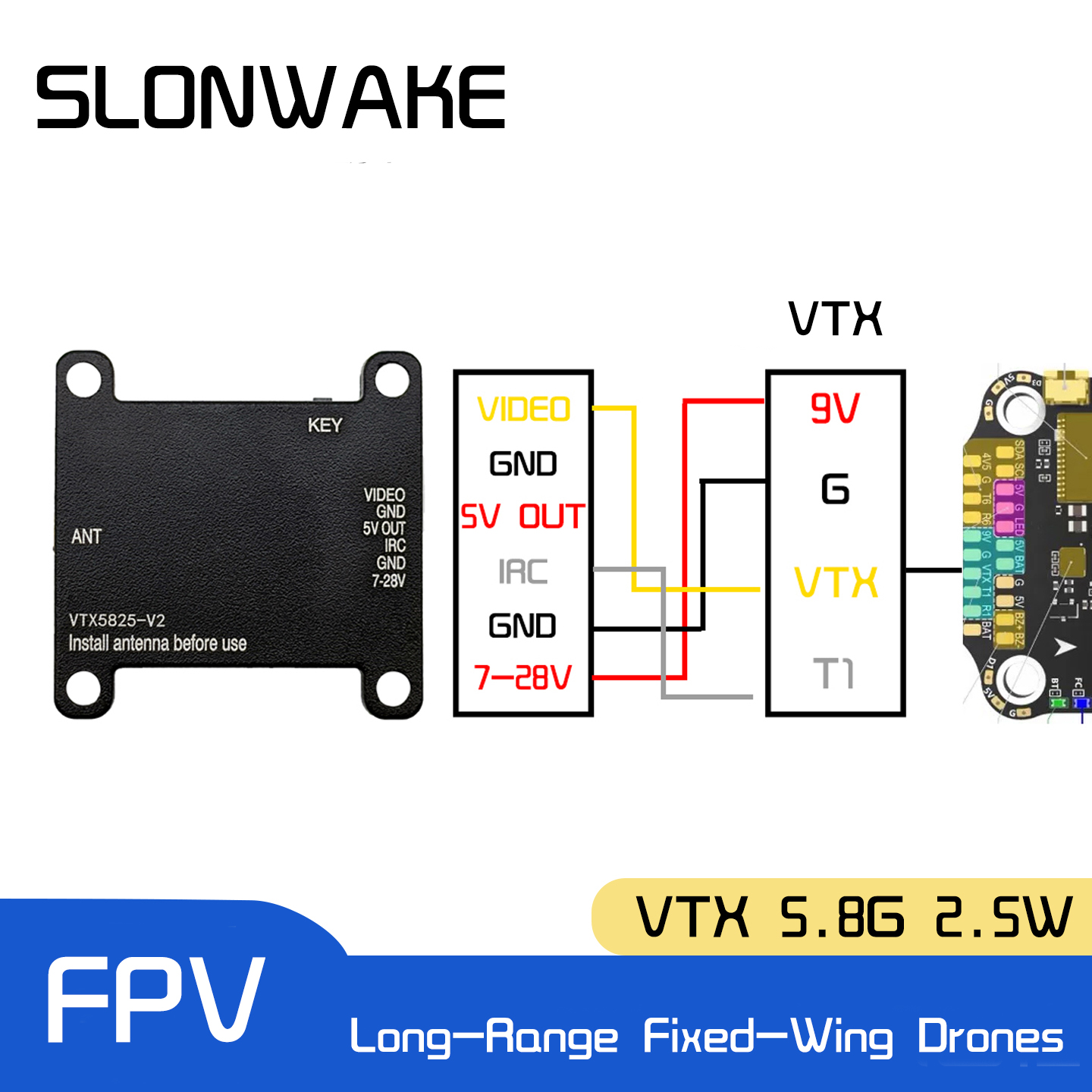 SLONWAKE 5.8G 48CH FPV Transmi - Drone Racing Receiver ulasan dan harga